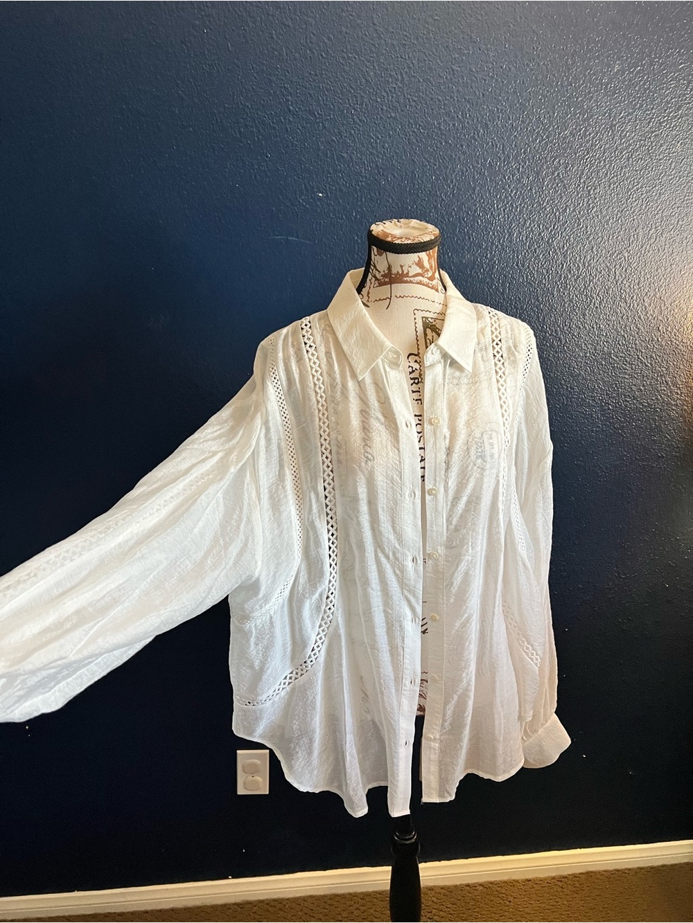 Vince Camuto Afterglow New Ivory Eyelet Lace Blouse NWT Size L